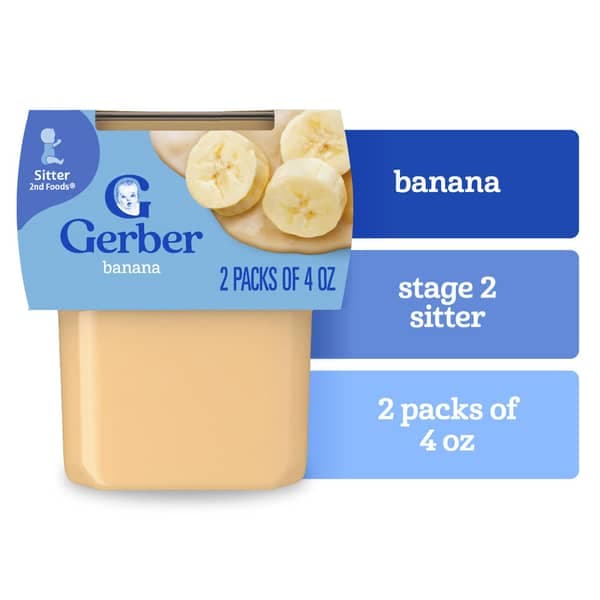 Gerber 1st Foods Natural Banana Puree Baby Food Tubs