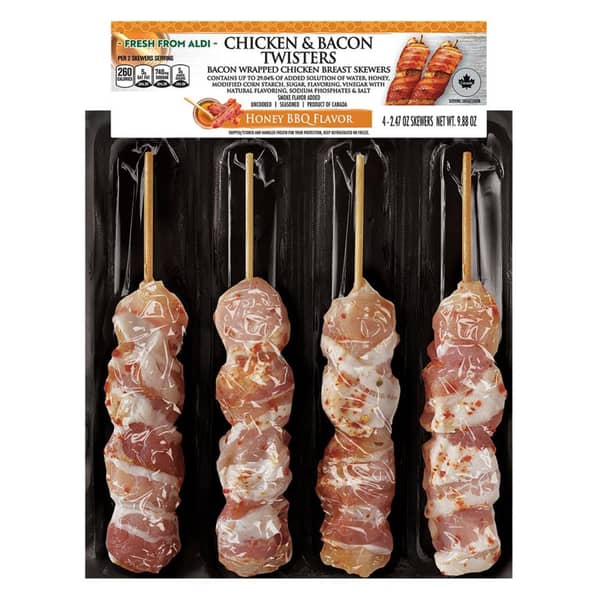 Honey BBQ Bacon-Wrapped Chicken Skewers