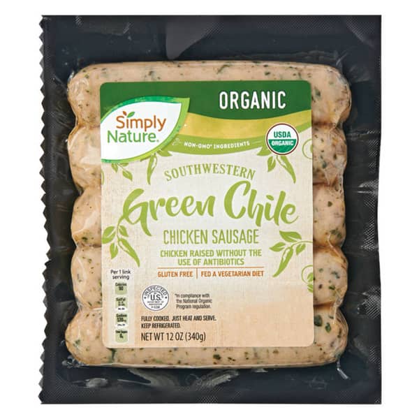 Simply Nature Organic Green Chile Chicken Sausages (12 oz)
