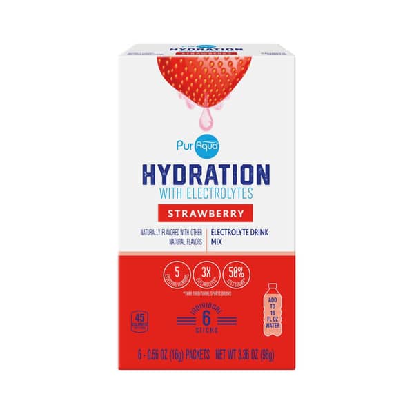 PurAqua Strawberry Hydration Drink Mix Sticks