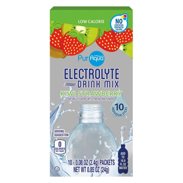 PurAqua Electrolyte Drink Mix Sticks Kiwi Strawberry