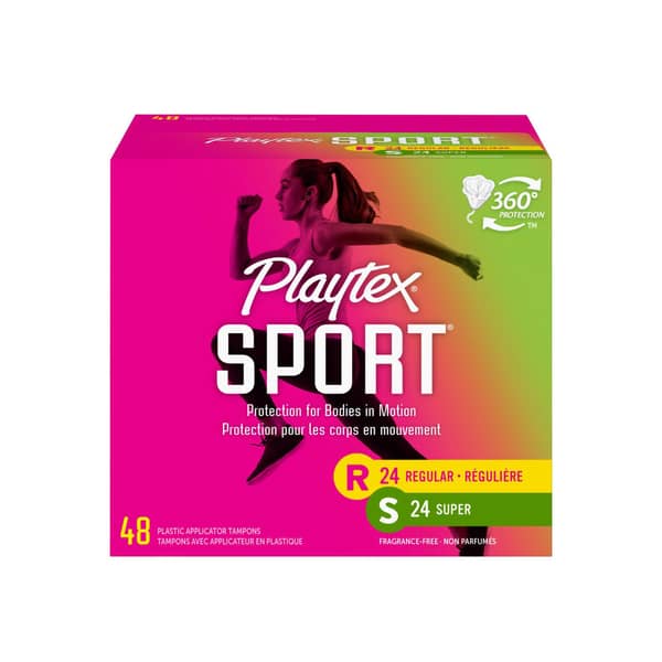 Playtex Sport 360 Support Regular & Super Absorbency Unscented Tampons Mix Pack