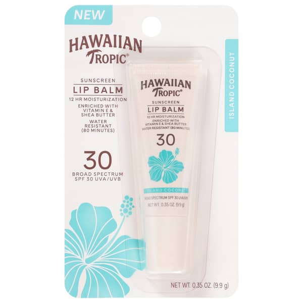 Hawaiian Tropic Lip Balm Broad Spectrum SPF 30 UVA & UVB Sunscreen Island Coconut