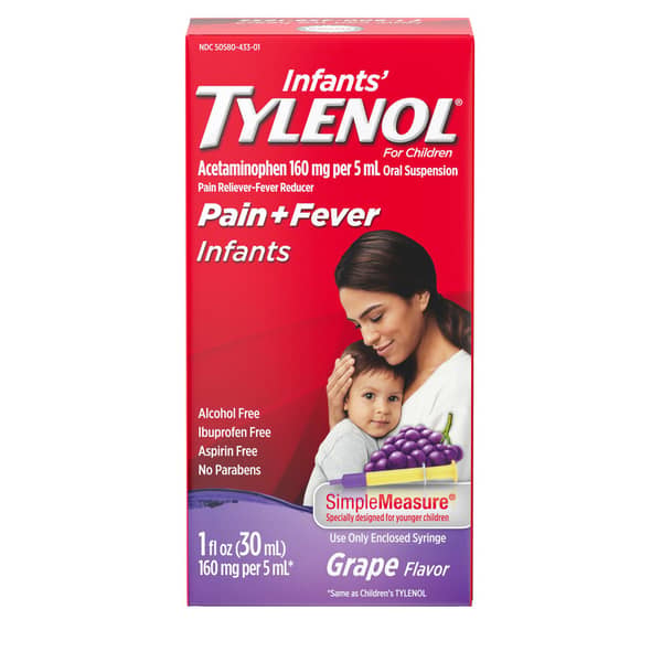 Infants' Tylenol Alcohol Free Grape Flavor Pain & Fever Reducer Liquid Medicine