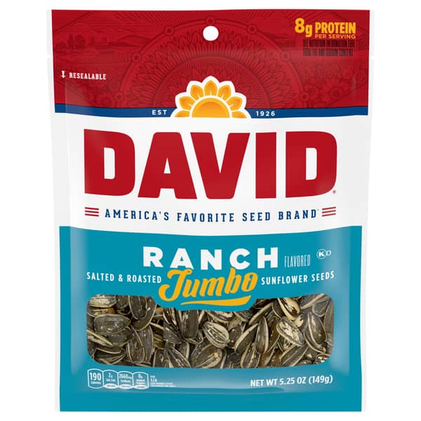 David Seeds Salted & Roasted Ranch Flavored Keto Friendly Jumbo Sunflower Seeds