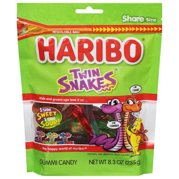 Haribo Twin Snakes Gummi Candy Share Size