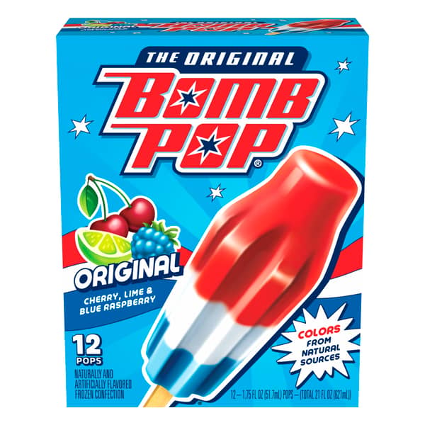 Bomb Pop Cherry, Lime & Blue Raspberry Original Ice Pop Bars