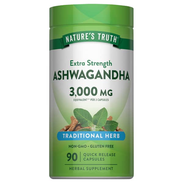 Nature's Truth Gluten Free Extra Strength Quick Release Ashwagandha 3000 mg Capsules