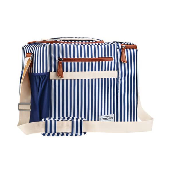 Fit & Fresh Navy & White Stripe 24-Can Cooler with Wine Compartment
