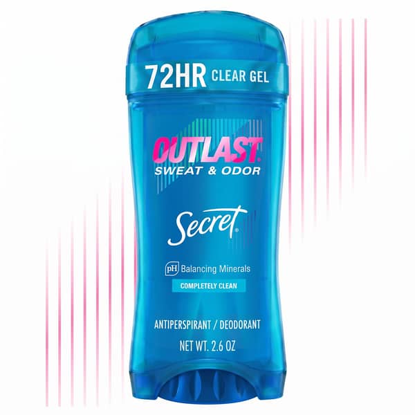 Secret Outlast Women Clear Gel Sweat & Odor Completely Clean Antiperspirant Deodorant