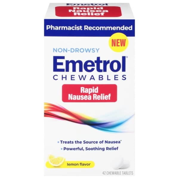 Emetrol Chewables Non-Drowsy Rapid Nausea Relief Lemon Flavor Tablets