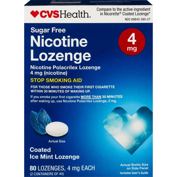 CVS Health Sugar Free Coated Ice Mint 4mg Nicotine Polacrilex Lozenges