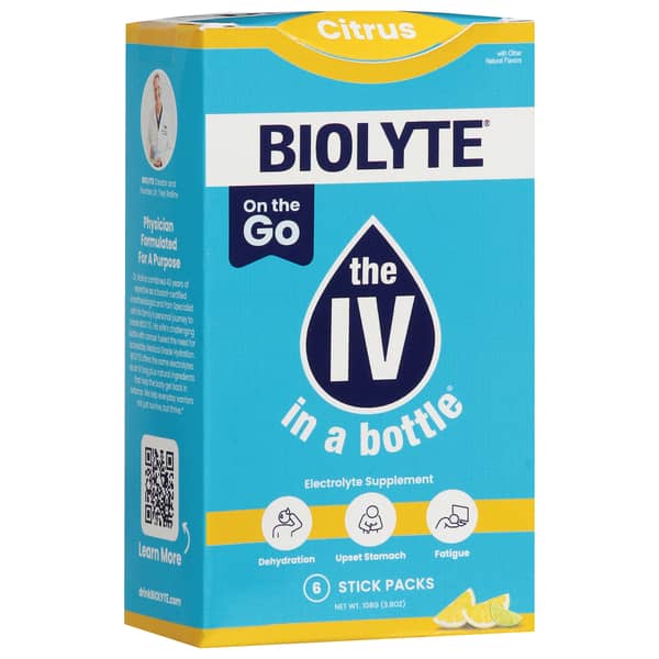 Biolyte Citrus Electrolyte Supplement Stick Packs