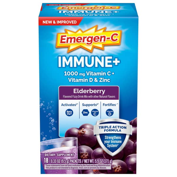 Emergen-C Immune+ Vitamin C & D & Zinc Elderberry 1000 mg Drink Mixes