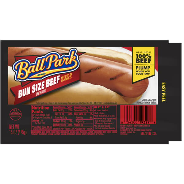 Ball Park Bun Length Beef Hot Dogs 8 ct