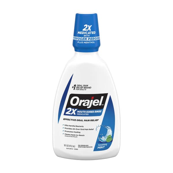 Orajel Antiseptic Soothing Mint Flavor Mouth Sore Rinse