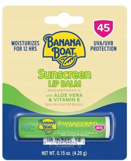 Banana Boat Sunscreen Lip Balm Aloe Vera & Vitamin E SPF 45