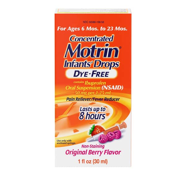 Motrin Infants' Drops Dye Free Original Berry Flavor Concentrated Liquid Medicine