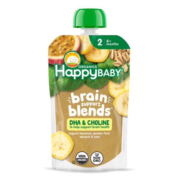 HappyBaby Organic Bananas Spinach Passion Fruit & Oats Baby Food Pouch