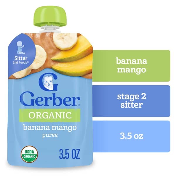 Gerber Sitter 2nd Foods Organic Banana Mango Baby Food Pouch