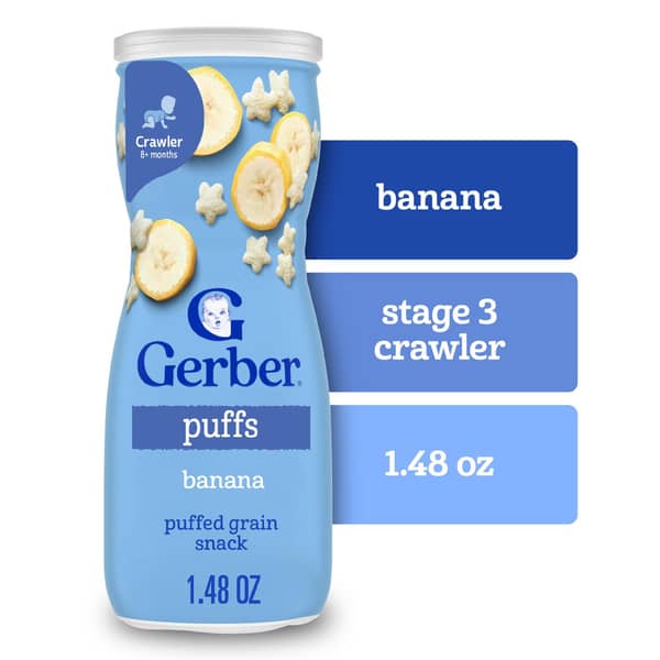 Gerber Snacks for Baby Grain & Grow 8+ Months Crawler Banana Puffed Snacks