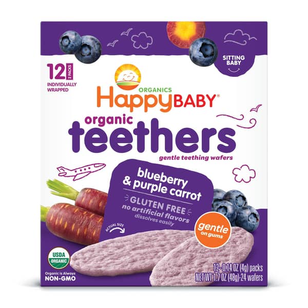 Happy Baby Organics Gluten Free Blueberry & Purple Carrot Teething Wafers