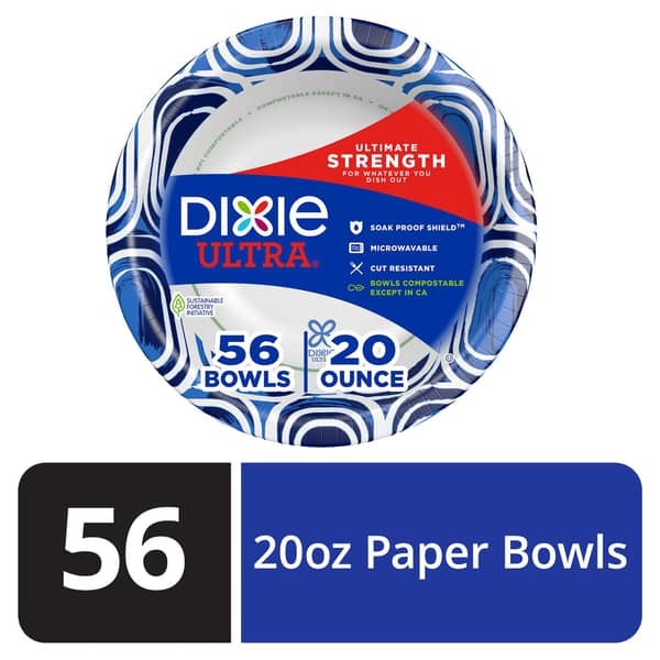 Dixie Ultra Soak Proof Shield Ultimate Strength Compostable Big 20 oz Paper Bowls