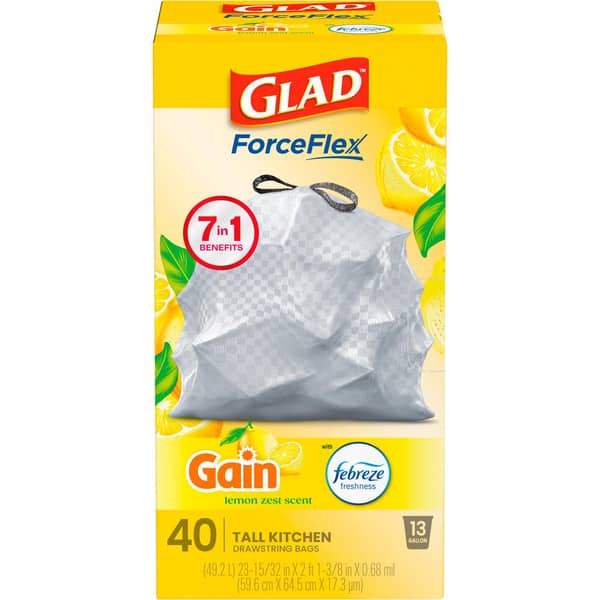Glad ForceFlex Lemon Zest Tall Kitchen Trash Bags