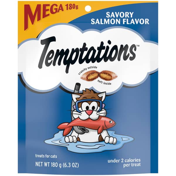 Temptations Savory Salmon Flavor Classic Crunchy & Soft Cat Treats Pouch