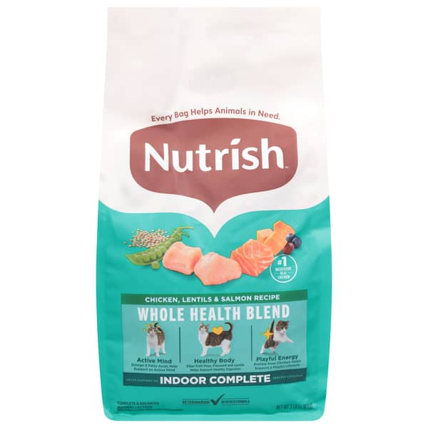 Nutrish Chicken Lentils & Salmon Recipe Whole Health Blend Indoor Complete Dry Cat Food