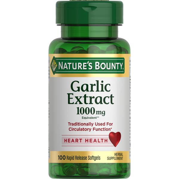 Nature's Bounty Garlic Extract Heart Health Support Rapid Release 1000 mg Softgels