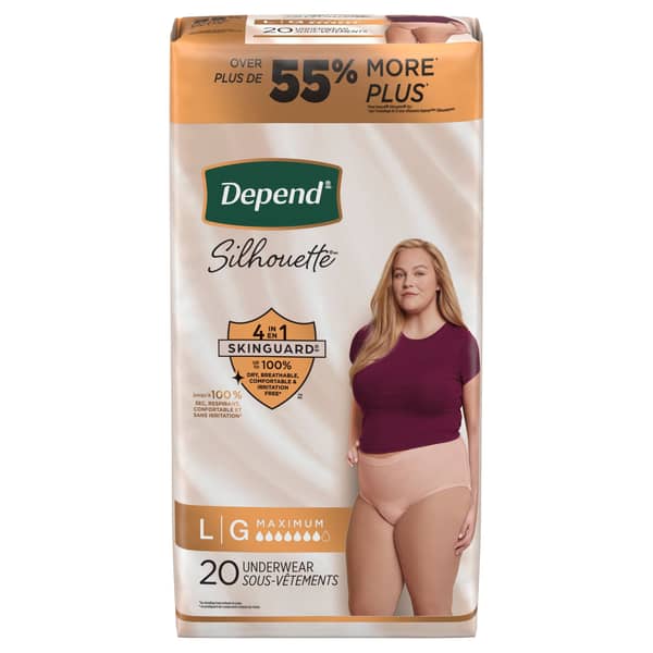 Depend Silhouette Skinguard Women's Maximum Absorbency Incontinence Underwear Pink (20 ct)