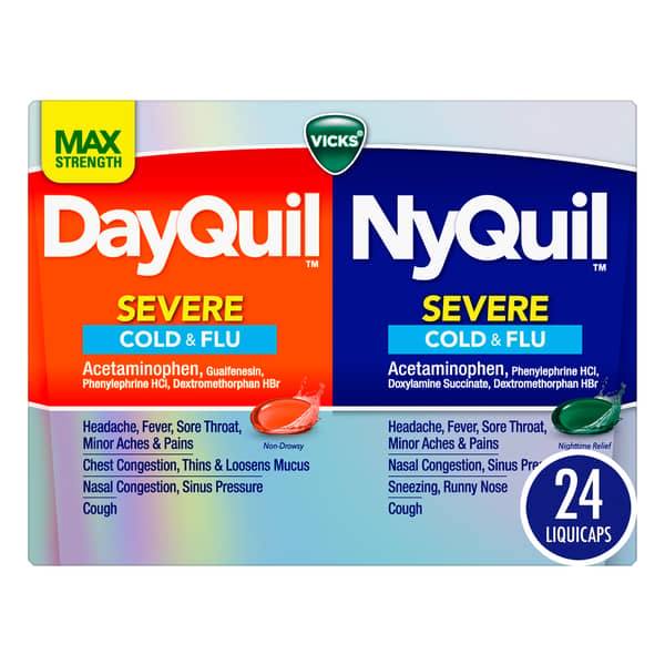 Vicks DayQuil & NyQuil Severe Liquid Combo (2 x 12 oz)