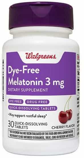 Walgreens Dye-Free Drug Free Quick-Dissolving Tablets Cherry Melatonin 3mg