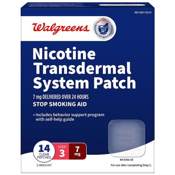 Walgreens Step 3 Nicotine Transdermal System 7 mg Daily Nicotine Patches