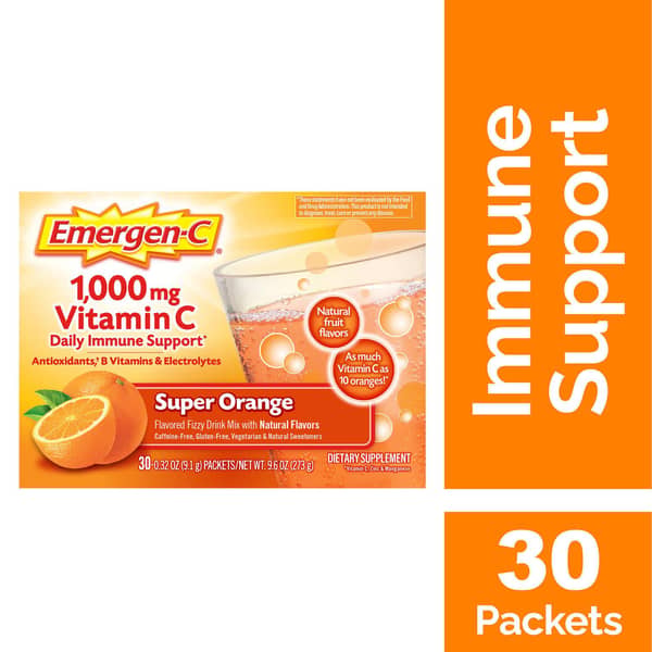 Emergen-C Orange Flavored Immune Support Vitamin C 1000 mg Super Drink Mix Packets