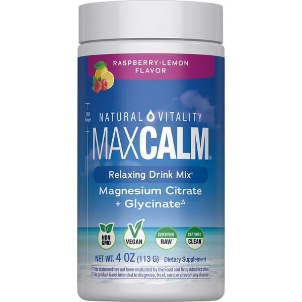 Natural Vitality Calm Raspberry-Lemon Magnesium Citrate + Glycinate Relaxing Drink Mix Powder
