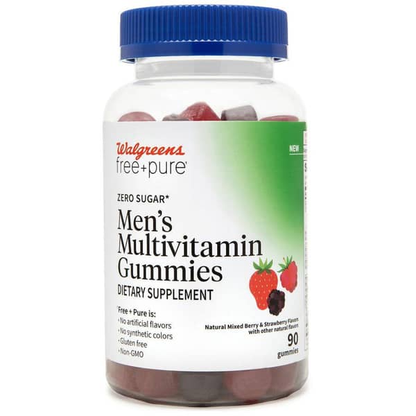 Walgreens Free & Pure Sugar Free Men's Mixed Berry & Strawberry Flavors Multivitamin Gummies